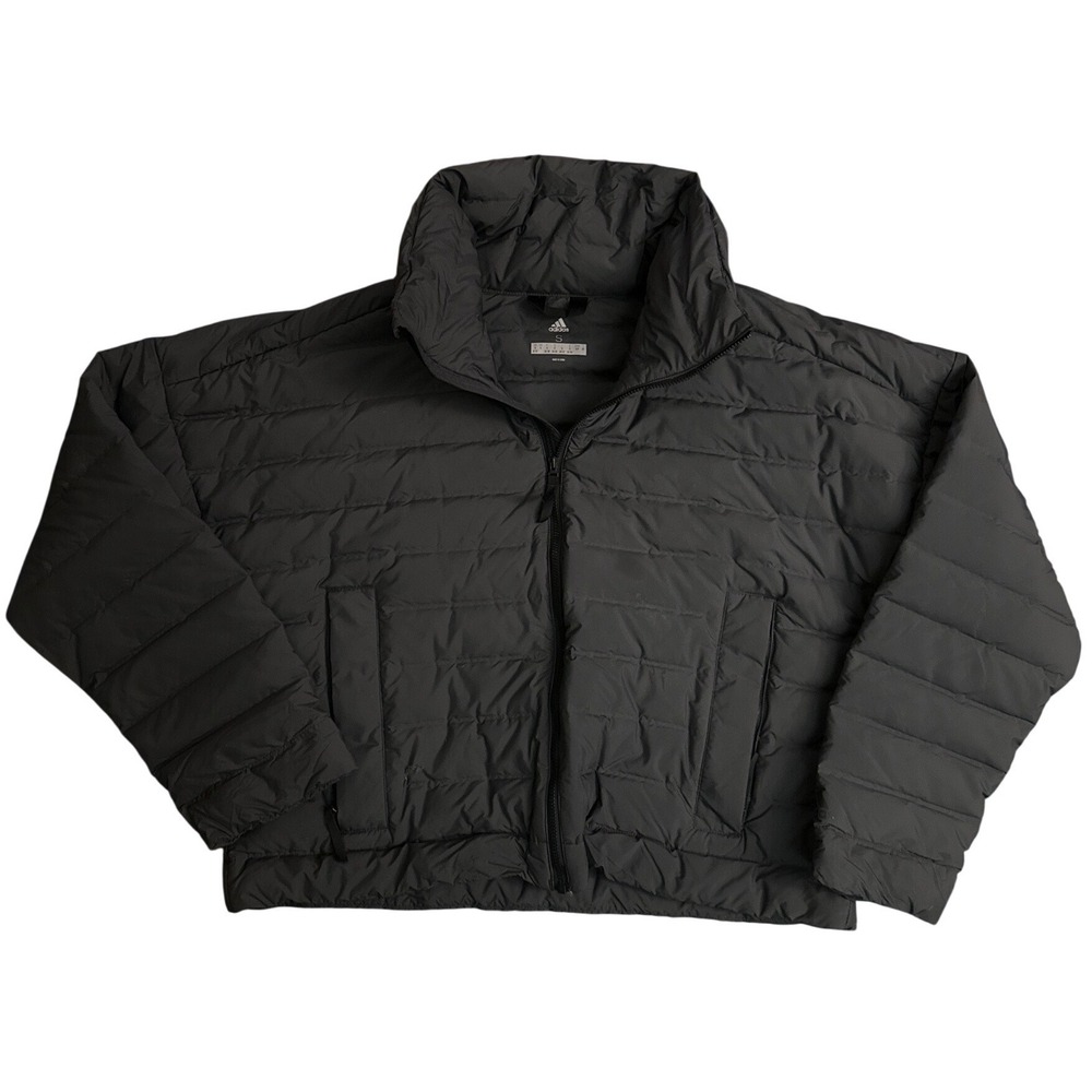 Adidas Womens Helionic Puffy Down Jacket Black Cropped Puffer S HG6259